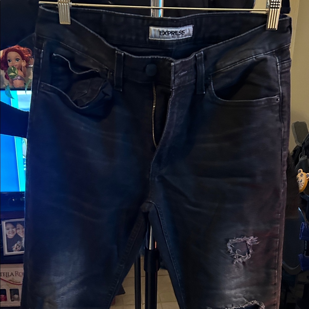 Express Black Distressed Women Jeans
